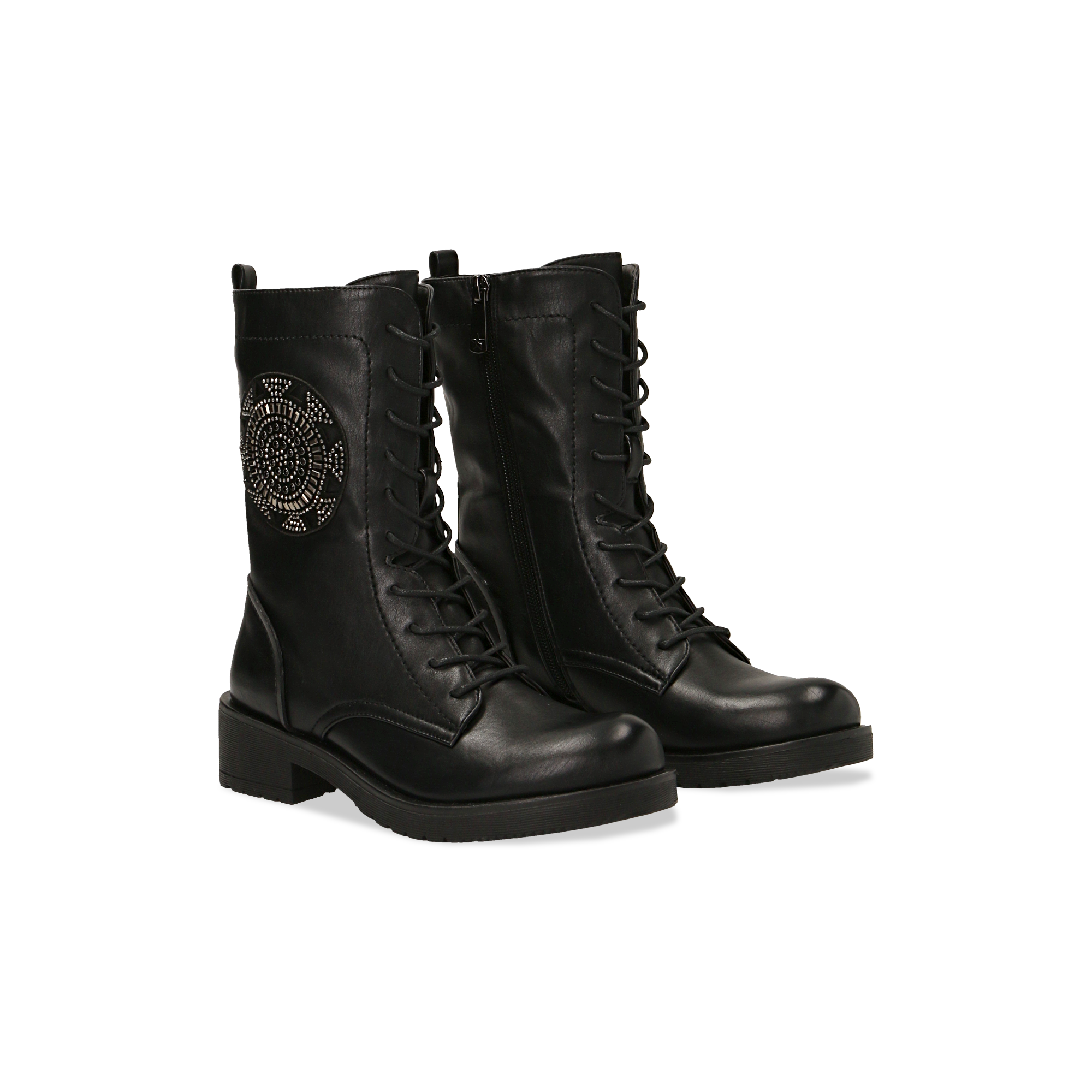 Anfibi Neri Donna con Tacco Basso - Cod. 12A709121EPNERO | Primadonna  Collection