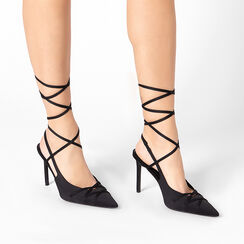 Zapatos de salón slingback de mujer negros con cordón, Primadonna, 252156420LYNERO035, 002a