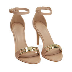 Sandali nude con staffa, tacco 9,5 cm , Primadonna, 192113602EPNUDE036, 002a