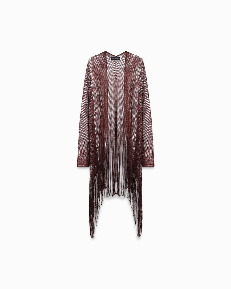 Poncho donna bronzo in tessuto laminato image number null