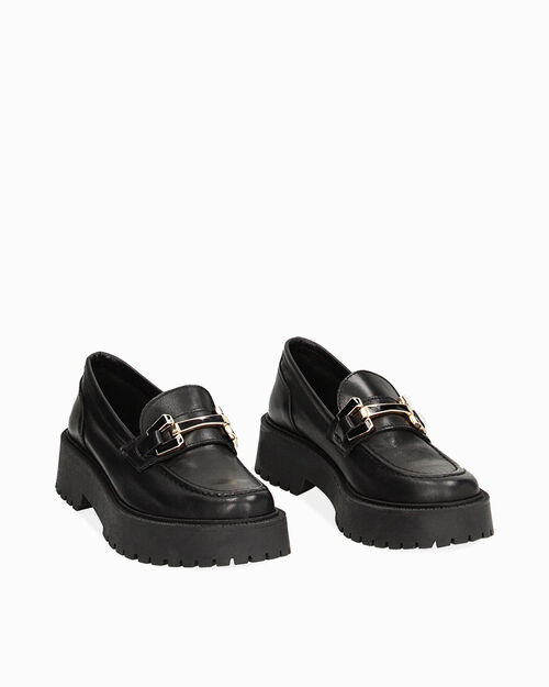 Mocassino nero in pelle, 