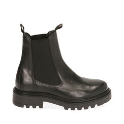 Botines Chelsea de piel negra, tacón de 3,5 cm, Primadonna, 207710840PENERO035, 001a