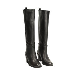 CALZATURA STIVALE PELLE LAVATA NERO, Primadonna, 271033110PANERO036, 002a