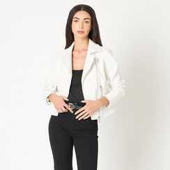 Giubbino donna bianco modello chiodo, Primadonna, 256500462EPBIANL, 002a