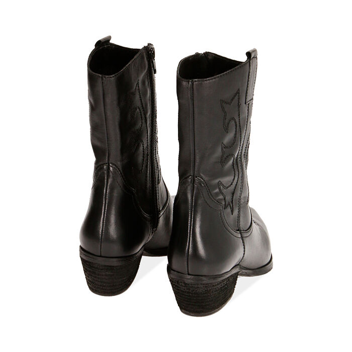 Camperos neri in pelle, tacco 4,5 cm | Primadonna Collection