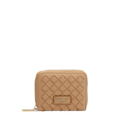 Cartera de mujer beige entrelazada pequeña, Primadonna, 255700506EIBEIGUNI, 001a