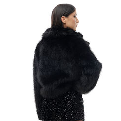 Veste en fourrure noire à manches longues, 24B402423FUNEROM, 002a