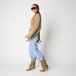 Giacca in microfibra camel dal taglio country, 26C925073MFCAMEL, 002a