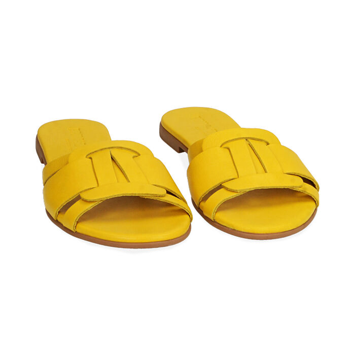 Ciabatte donna gialle in pelle Primadonna Collection