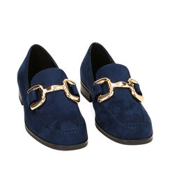 Mocassini flat blu in microfibra, Primadonna, 224986001MFBLUE041, 002a
