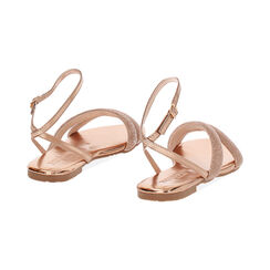 Sandalias bajas de mujer oro rosa en laminado con piedras, Primadonna, 254992802LPRAOR035, 004 preview