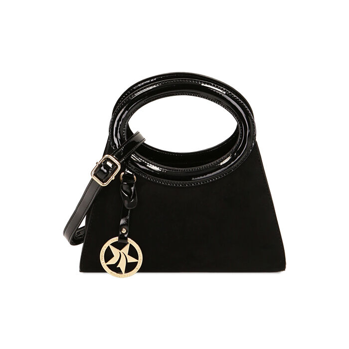 Mini-bag geometrica in microfibra, Primadonna, 225731501MFNEROUNI
