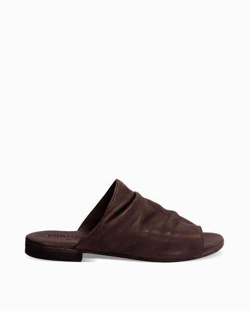 WOMEN SHOES FLAT LEATHER MORO, DK BROWN