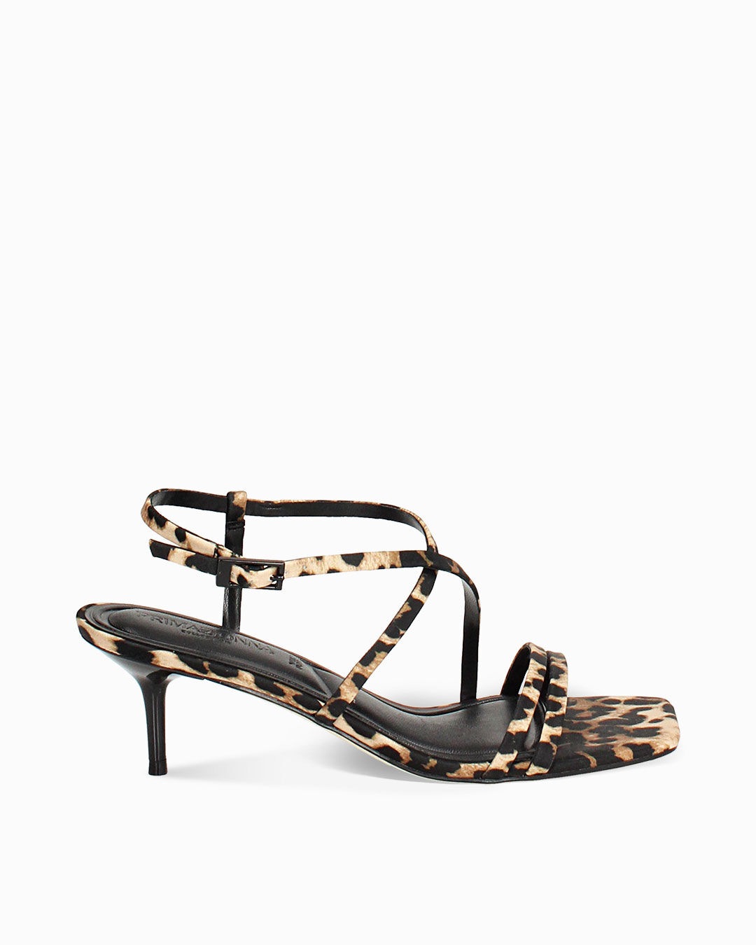Sandalo donna leopardato in raso, tacco 5,5 cm
