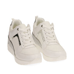 Sneakers blanches, semelle compensée 6,5 cm , Primadonna, 197516535EPBIAN037, 002a