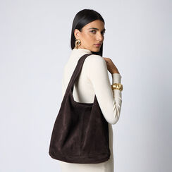 Borsa a spalla di camoscio testa di moro, Primadonna, 260802577CMMOROUNI, 002a