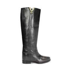 Stivali in pelle nera con plateaux interno di 2,7 cm, Primadonna, 26N515092PENERO035, 001 preview
