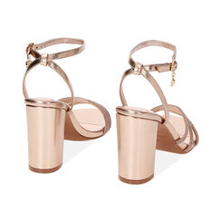 Sandali con tacco rosa-oro in laminato con pietre, Primadonna, 232712111LPRAOR036, 003 preview
