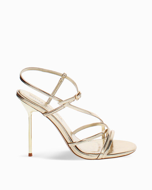 Sandali oro tacco 9,9 cm scintillanti, GOLD