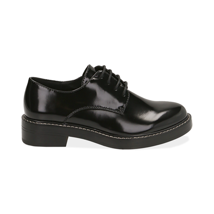 Chaussures à lacets noires abrasives, Soldés, 160685071ABNERO036