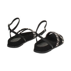 Sandali bassi donna neri in microfibra e pietre, Primadonna, 254939567MPNERO035, 004 preview