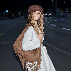 Sac porté épaule marron en microfibre avec poche, Primadonna, 26M701546MFMARRUNI, 002a