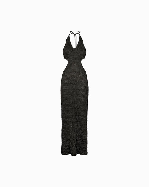 Vestito nero elegante con dettagli raffinati, BLACK