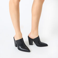 Sabot donna neri, tacco largo 9,5 cm, Scarpe, 253086318EPNERO037, 002 preview