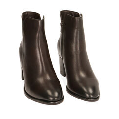 Bottines en cuir marron foncé, talon 6,5 cm , Primadonna, 209402701PEMORO036, 002a