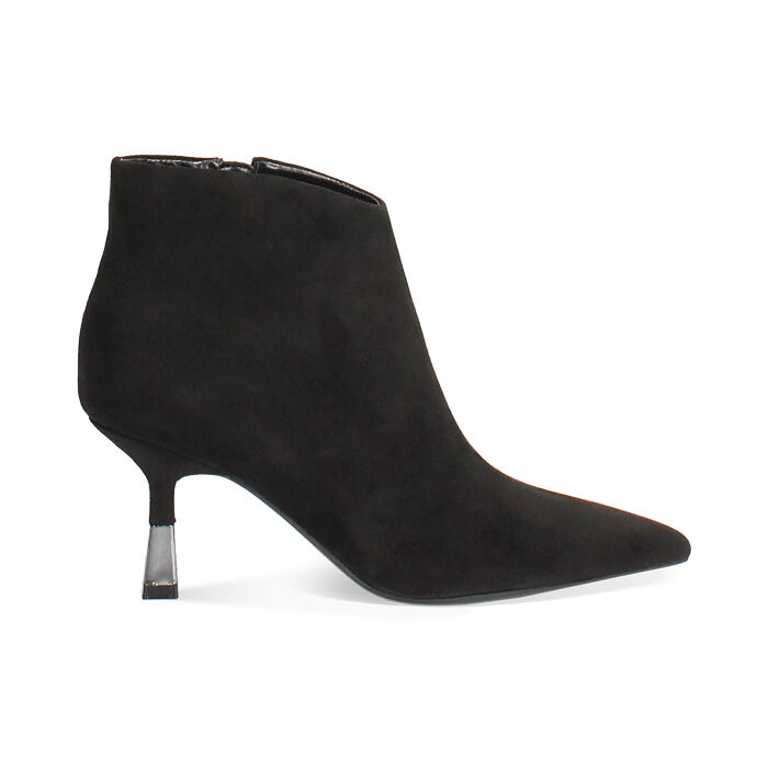 Bottines noires en microfibre avec talon de 7,5 cm, Primadonna, 264911701MFNERO035