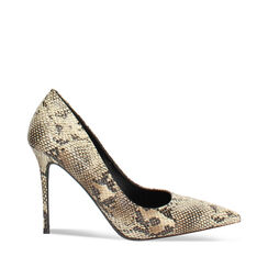 Escarpin beige effet python avec talon de 10 cm, Primadonna, 262130616PTBEIG035, 001a