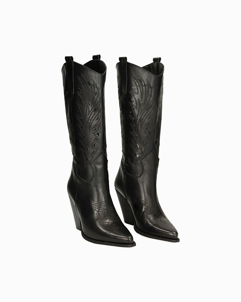 Botas negras de cuero b&aacute;sicas image number null