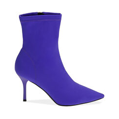 Ankle boots viola in lycra, tacco 8,5 cm , 182162809LYVIOL035, 001a