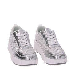 Sneakers in laminato argento, New Collection, 230117102LMARGE035, 002a