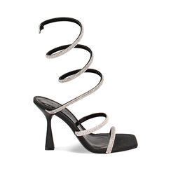 Sandalias con tacón negras glitter con piedras, Primadonna, 232100015SLNERO036, 001a