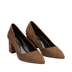D&eacute;collet&eacute; taupe in microfibra, tacco midi 6 cm , Scarpe, 144923302MFTAUP036, 002a