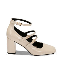 Décolleté panna in vernice, tacco 8 cm, 224912907VEPANN038, 001a