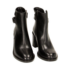 Stivaletti neri in pelle, tacco 6,5 cm, Primadonna, 229474043PENERO035, 002a