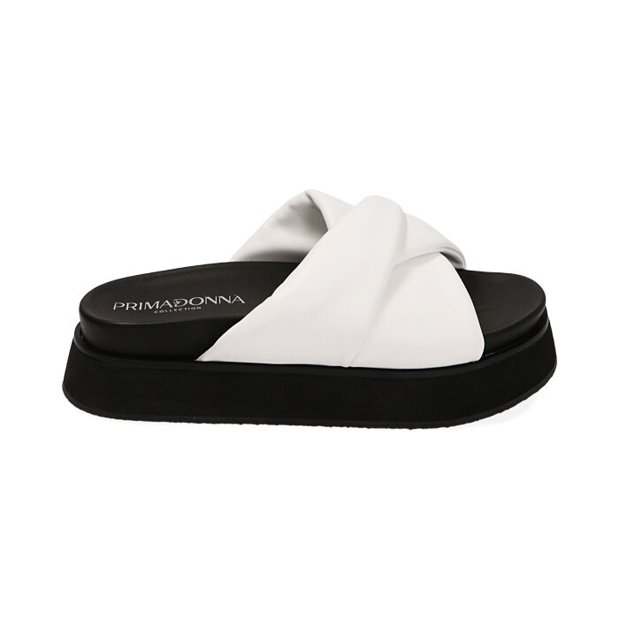 Ciabatte bianche, zeppa 3 cm, Primadonna, 210921101EPBIAN038