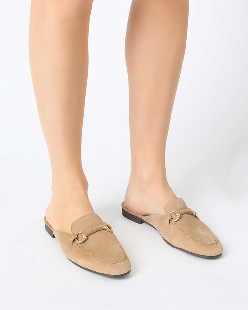 Sabot donna taupe in camoscio, TAUPE