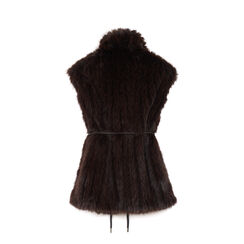 Cappotto smanicato in faux fur testa di moro, Primadonna, 266500477FUMOROM, 004 preview