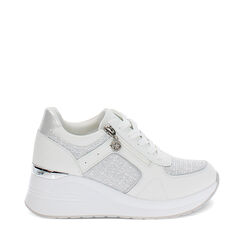 Sneakers bianche con tacco 6,5 cm, Scarpe, 272825016EPBIAN035, 001a