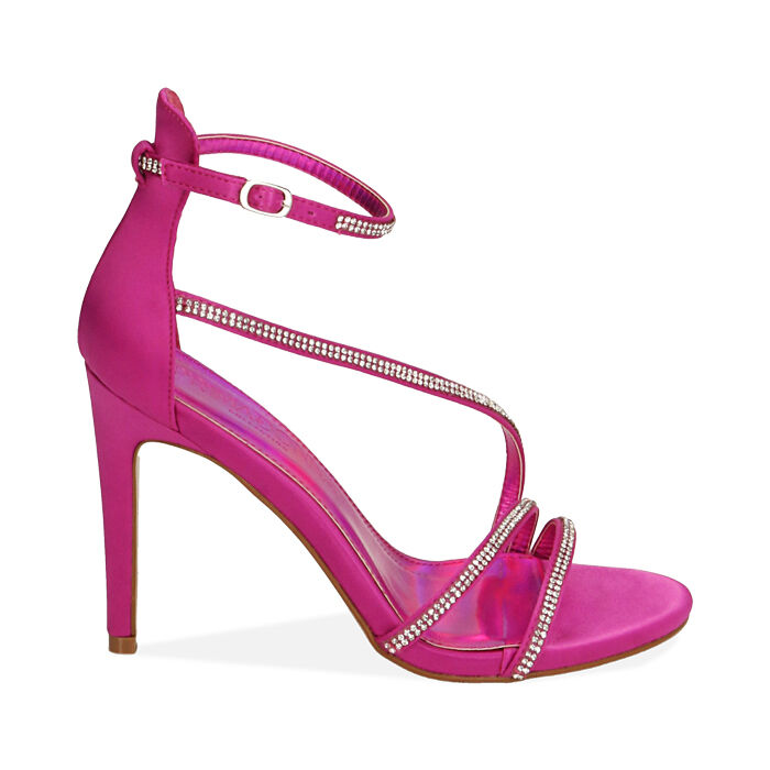 Sandali donna fucsia in raso tacco 10 cm Primadonna Collection
