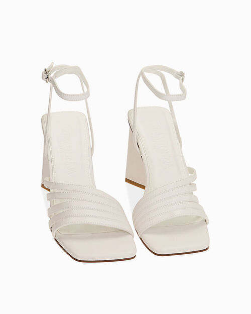 Sandali bianchi, tacco scultura 9 cm, WHITE