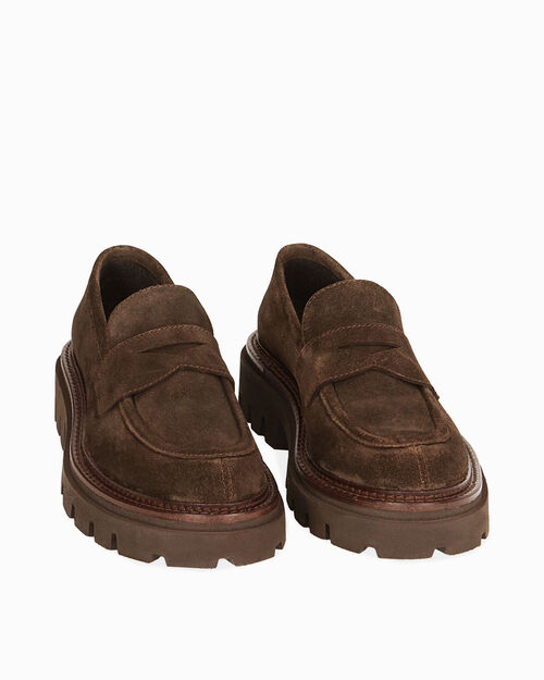 ZAPATOS MOCASIN SUEDE MORO, DK BROWN
