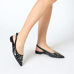 Ballerines slingback femme noires avec clous, Primadonna, 254906053EPNERO035, 002a