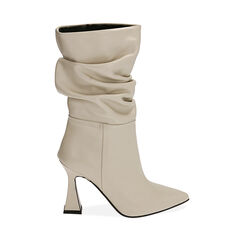Ankle boots panna in pelle, tacco 8,5 cm , Primadonna, 20A555027PEPANN036, 001a
