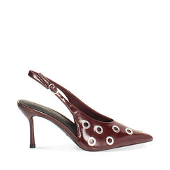 Décolleté slingback bordeaux con oblò,  tacco 8 cm, Primadonna, 26N195043EUBORD035, 001a