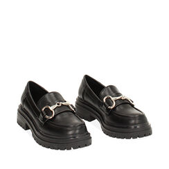 WOMEN SHOES MOCASSINS SYNTHETIC NERO, Primadonna, 243012218EPNERO035, 002a