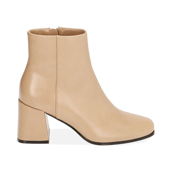 Ankle boots beige, tacco 7 cm , Special Price, 204988212EPBEIG037